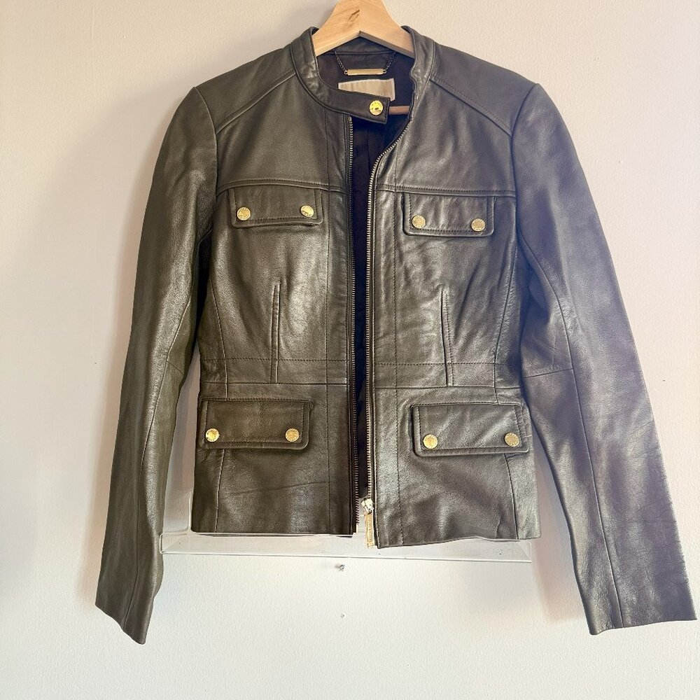 Michael Michael Kors 100% Italian Sheepskin Leather Moto Jacket – Size 6